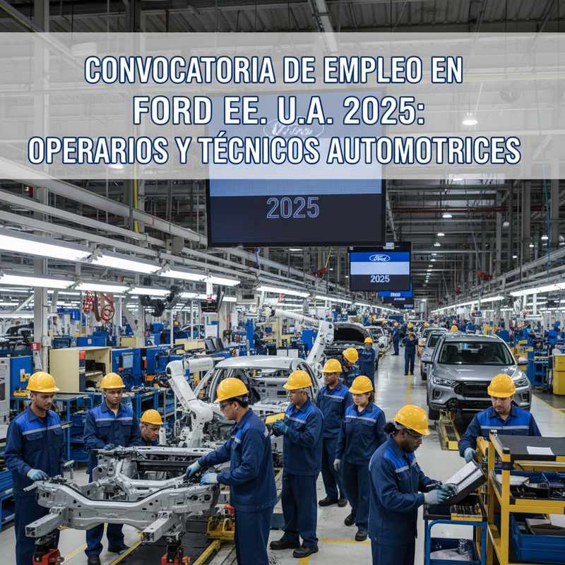 Convocatoria de empleo en Ford EE. UU. 2025: operarios y técnicos automotrices